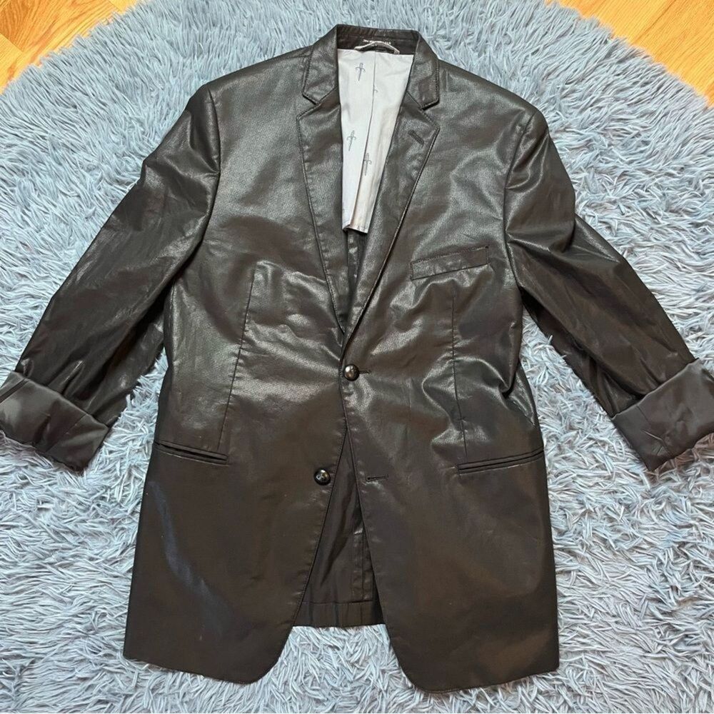 John Varvatos Boys Black Coated Cotton Blazer Size 20 R